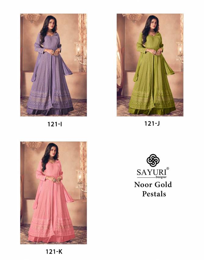 Noor Gold Pestals By Sayuri Heavy Wedding Wear Real Georgette Long Latest Salwar Suit Collection
